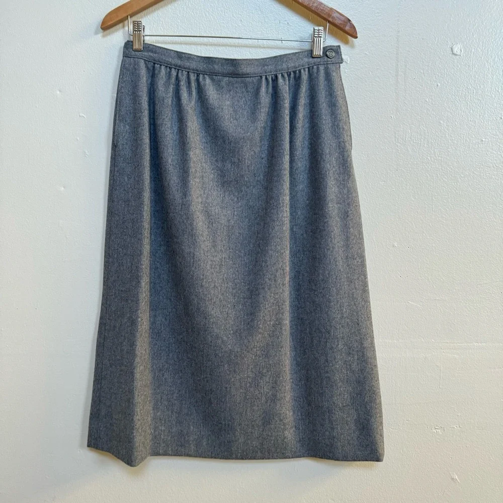 PENDLETON vintage wool midi skirt gray pockets lined academic academia twee sz10
